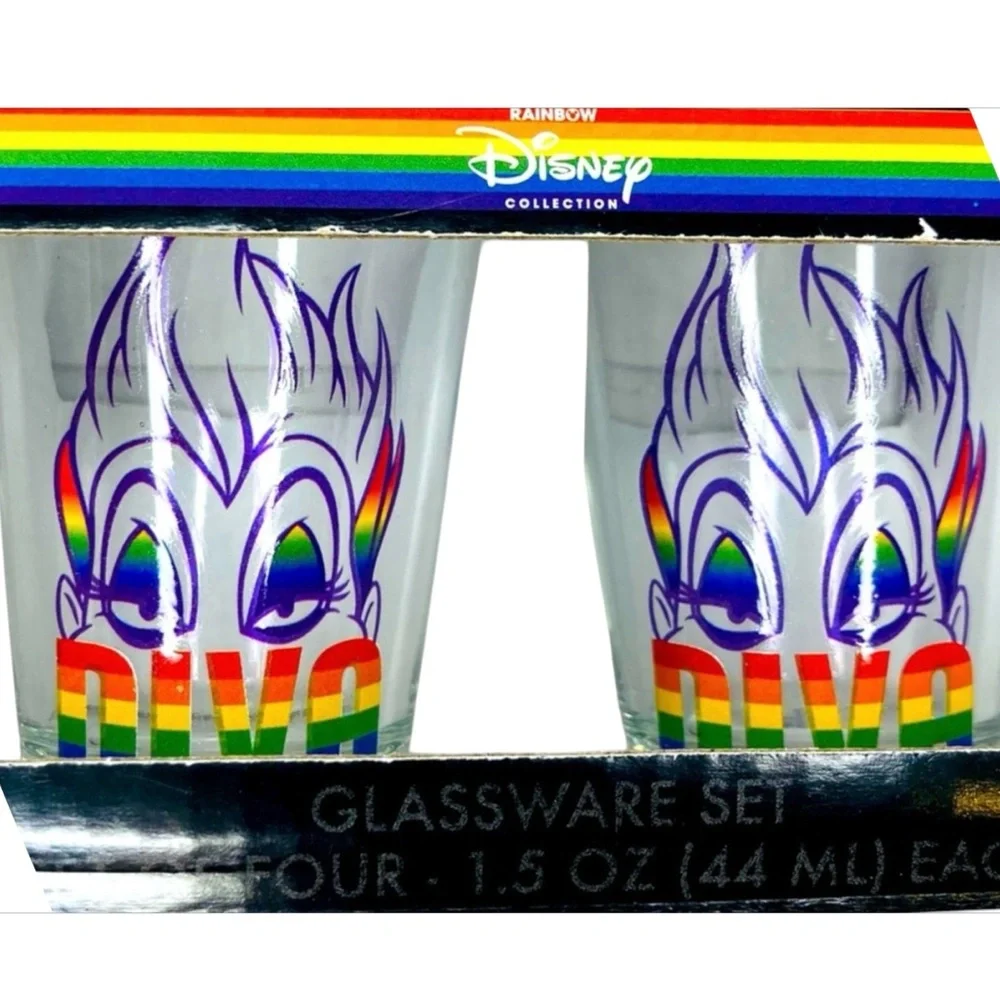 Disney Villain Ursula Shot Glass Set of Four Rainbow Collection Limited Edition